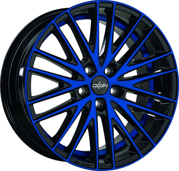 Jante alu OXIGIN 19 Oxspoke Noir / face polie bleue 7.5x17 5x112 ET35 66.6  (OXNEUNZEHN7517H335CBLPHD) - Sturny Jantes alu